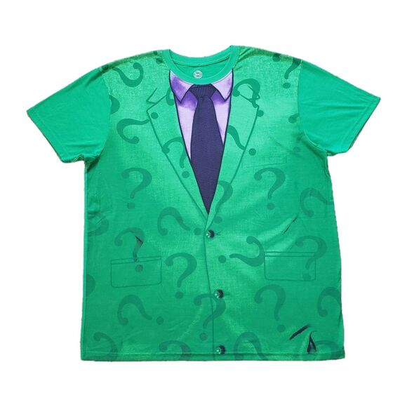 DC Comics The Riddler Size XL Mens Green Batman Villian Outfit T-Shirt Gotham - Picture 1 of 7